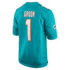 Number 1 Groom Miami Dolphins Game Jersey - Aqua - Nike