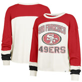 San Francisco 49ers '47 Women's Plus Size Double Header Curve Toni Long Sleeve T-Shirt - Cream/Scarlet - 47 brand