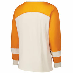 Miami Dolphins '47 Women's Plus Size Double Header Curve Toni Long Sleeve T-Shirt - Cream/Orange - 47 brand