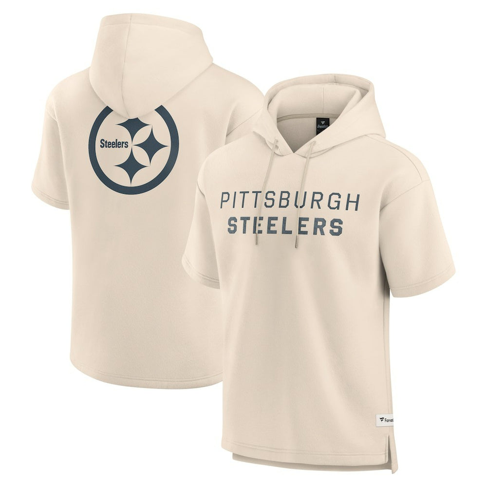 Pittsburgh Steelers Elements Future Ground Lettering Short Sleeve Pullover Hoodie - Cream - Fanatics