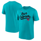Miami Marlins Nike 2025 City Connect Team Phrase Script Legend Performance T-Shirt Sale