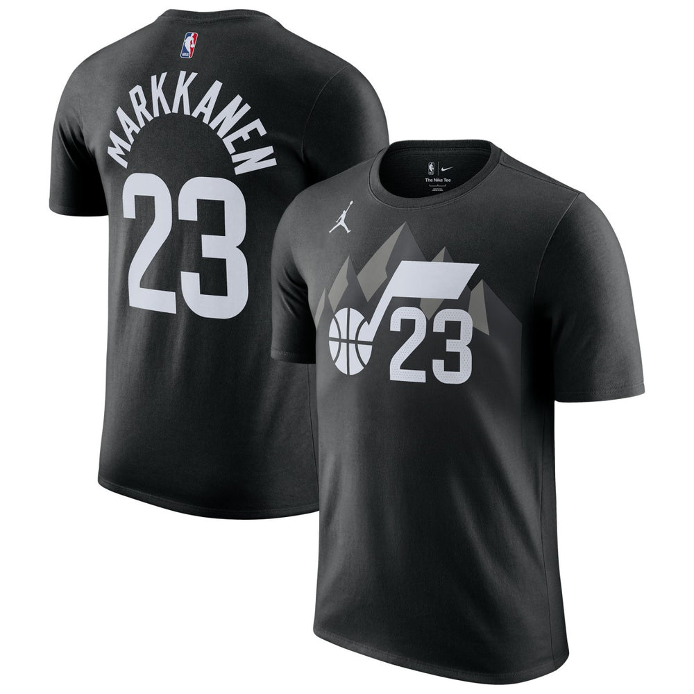 Lauri Markkanen Utah Jazz Jordan Brand Statement Edition Name & Number T-Shirt Black