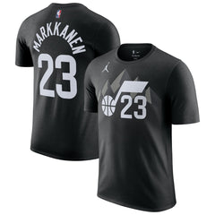 Lauri Markkanen Utah Jazz Jordan Brand Statement Edition Name & Number T-Shirt Black