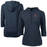 Cleveland Guardians Cutter & Buck Women's DryTec Virtue Eco Pique Recycled 3/4-Sleeve Half-Zip Pullover Hoodie Online