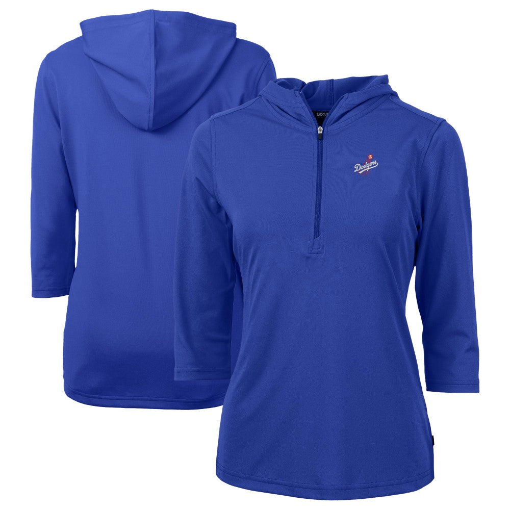 Los Angeles Dodgers Cutter & Buck Women's DryTec Virtue Eco Pique Recycled 3/4-Sleeve Half-Zip Pullover Hoodie Outlet