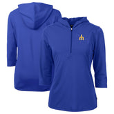 Seattle Mariners Cutter & Buck Women's DryTec Virtue Eco Pique Recycled 3/4-Sleeve Half-Zip Pullover Hoodie Sale
