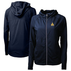 Seattle Mariners Cutter & Buck Women's Adapt Eco Knit Hybrid Recycled Full-Zip Hoodie Outlet