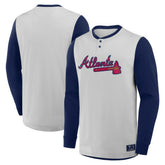 Atlanta Braves Fanatics Clubhouse Long Sleeve Henley Shirt Outlet