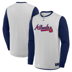 Atlanta Braves Fanatics Clubhouse Long Sleeve Henley Shirt Outlet