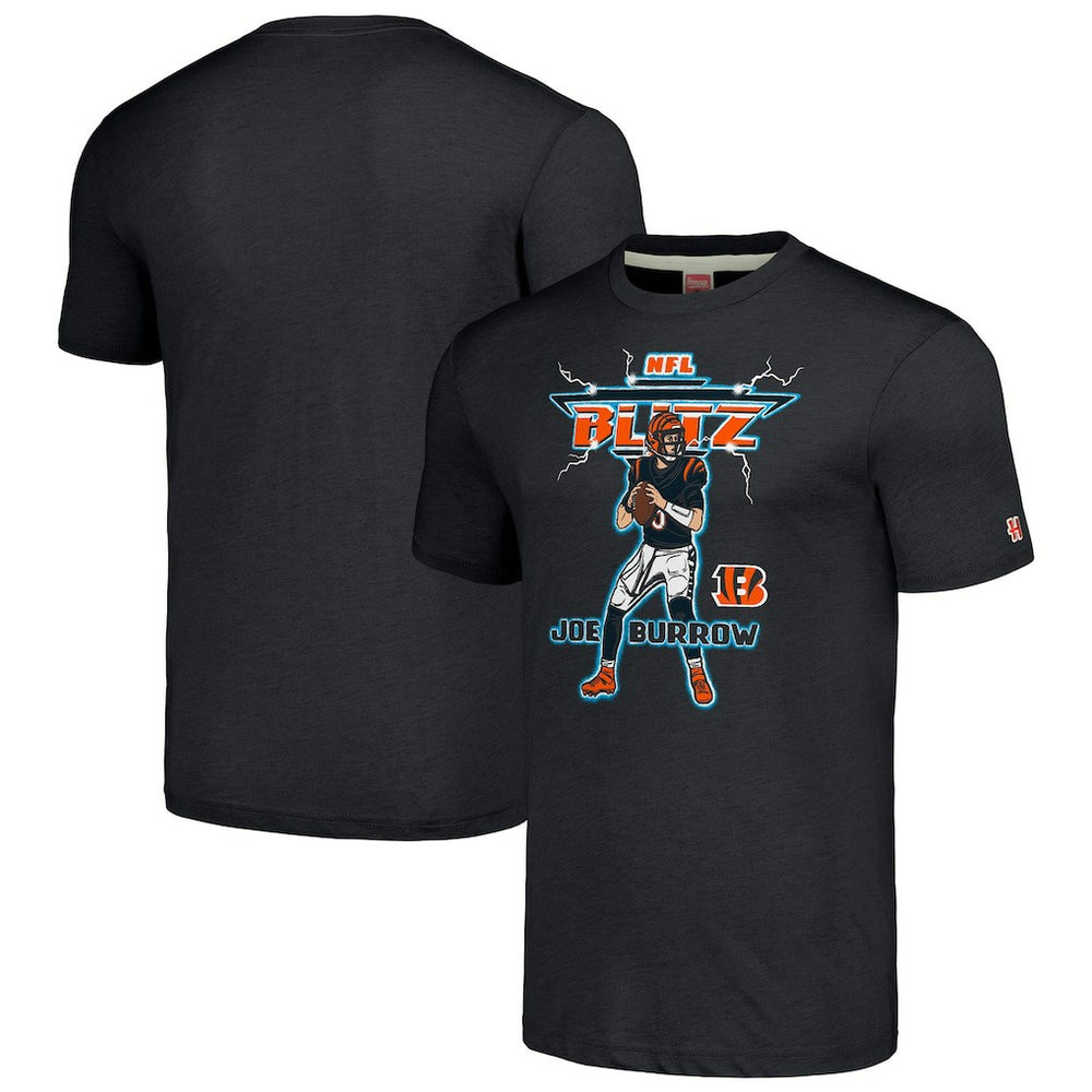 Joe Burrow Cincinnati Bengals Homage Unisex NFL Blitz Player Tri-Blend T-Shirt - Heathered Charcoal - NFL