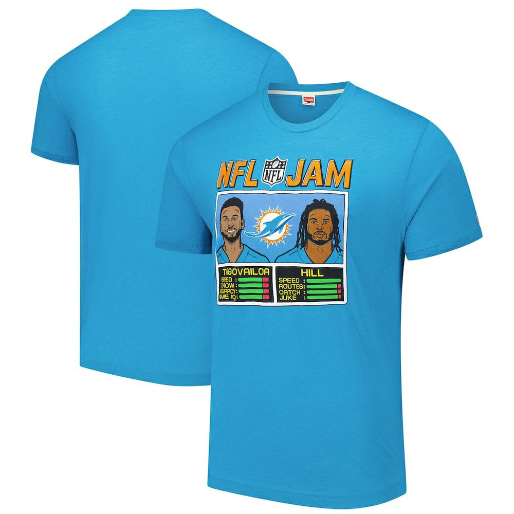 Tua Tagovailoa & Tyreek Hill Miami Dolphins Homage Unisex NFL Jam Tri-Blend T-Shirt - Aqua - NFL