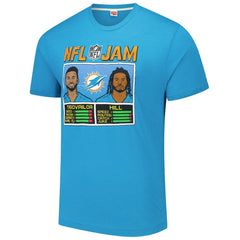 Tua Tagovailoa & Tyreek Hill Miami Dolphins Homage Unisex NFL Jam Tri-Blend T-Shirt - Aqua - NFL