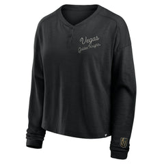 Vegas Golden Knights Fanatics Women's Oversized All Out Effort Long Sleeve Henley T-Shirt - Black | Fanatics Clearance
