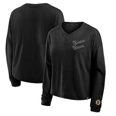 Boston Bruins Fanatics Women's Oversized All Out Effort Long Sleeve Henley T-Shirt - Black | Fanatics near me