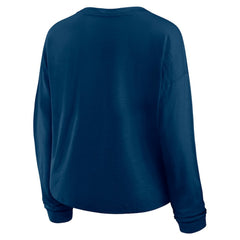 Seattle Kraken Fanatics Women's Oversized All Out Effort Long Sleeve Henley T-Shirt - Deep Sea Blue | Fanatics Lifestyle