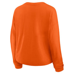 Philadelphia Flyers Fanatics Women's Oversized All Out Effort Long Sleeve Henley T-Shirt - Orange | Fanatics Lifestyle