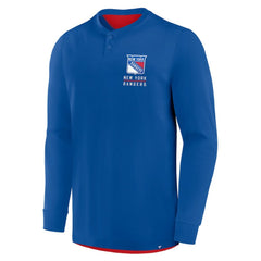 New York Rangers Fanatics Adrenaline Push Long Sleeve Henley Shirt - Blue | Fanatics discount