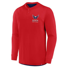 Washington Capitals Fanatics Adrenaline Push Long Sleeve Henley Shirt - Red | Fanatics discount