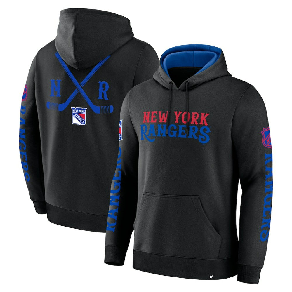 New York Rangers Fanatics Big City Legacy Fleece Pullover Hoodie - Black | Fanatics Clearance
