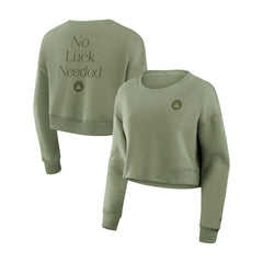 Fanatics Boston Celtics Women's Studio Tri-Blend Cropped Pullover Sweatshirt Olive
