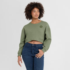 Fanatics Boston Celtics Women's Studio Tri-Blend Cropped Pullover Sweatshirt Olive