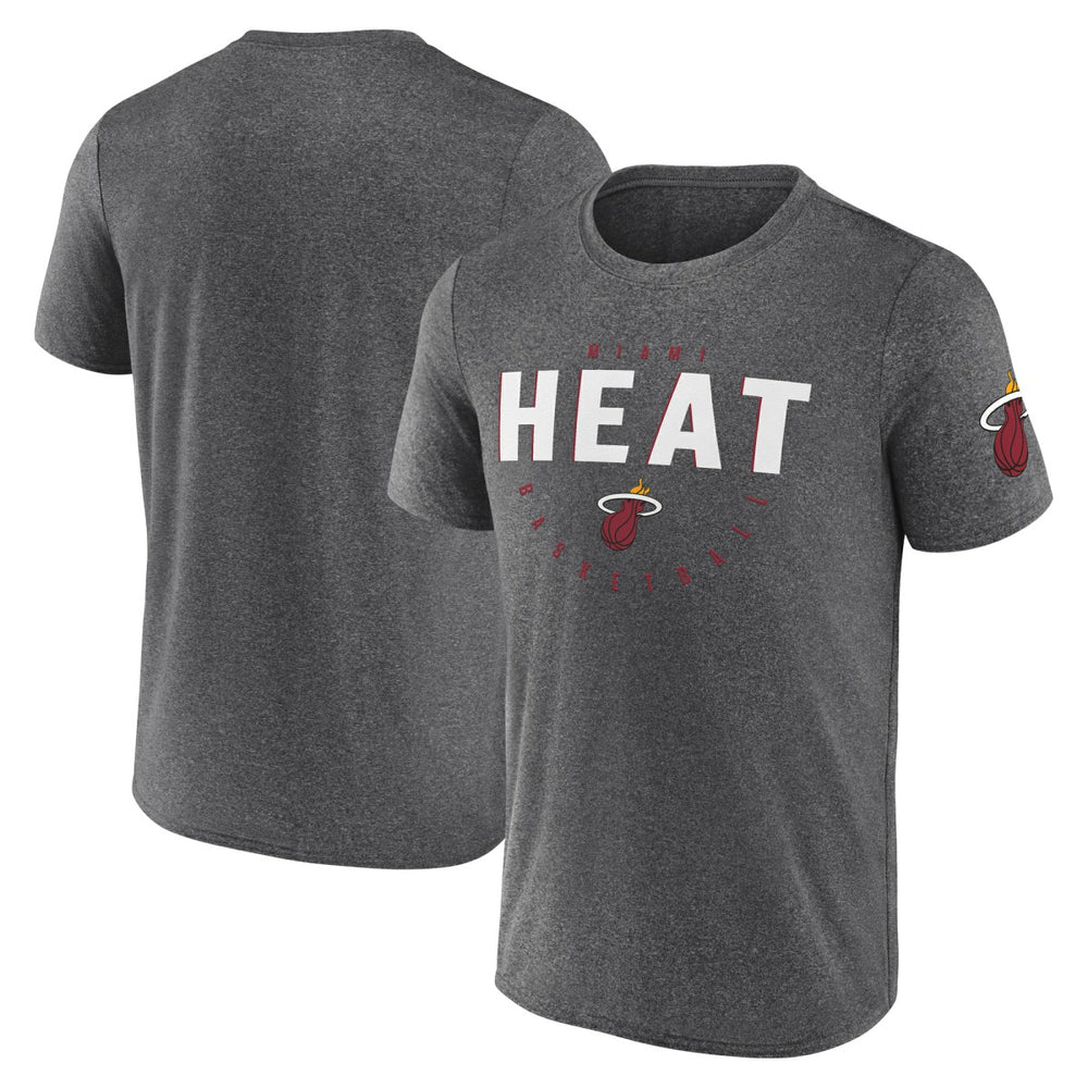 Miami Heat Logo Athletic Block Practice Performance T-Shirt Heather Charcoal