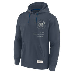 Edmonton Oilers Fanatics Future Ground Info Pullover Hoodie - Navy | Fanatics Clearance