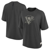 Pittsburgh Penguins Fanatics Women's Oversized Elements Raw Edge Future Ground T-Shirt - Charcoal | Fanatics near me