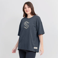 Seattle Kraken Fanatics Women's Oversized Elements Raw Edge Future Ground T-Shirt - Blue | Fanatics near me