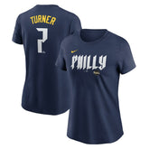 Trea Turner Philadelphia Phillies Nike Women's 2024 City Connect Fuse Player Name & Number T-Shirt Sale