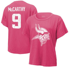 J.J. McCarthy Minnesota Vikings Majestic Threads Women's Name & Number T-Shirt - Pink - NFL