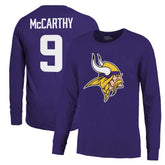 J.J. McCarthy Minnesota Vikings Majestic Threads Name & Number Long Sleeve T-Shirt - Purple - NFL