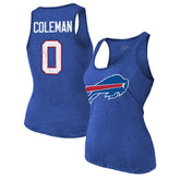 Keon Coleman Buffalo Bills Majestic Threads Women's Name & Number Tri-Blend Scoop Neck Tank Top - Royal - NFL