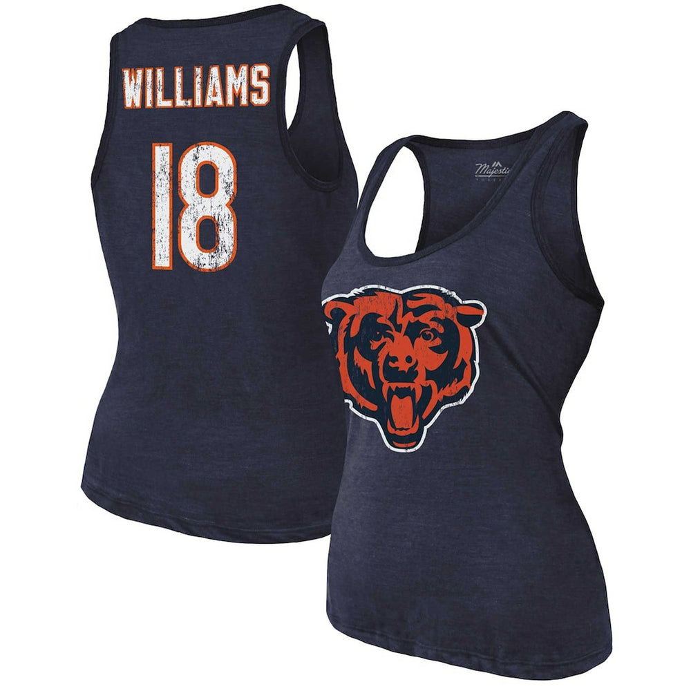 Caleb Williams Chicago Bears Majestic Threads Women's Name & Number Tri-Blend Scoop Neck Tank Top - Navy - NFL