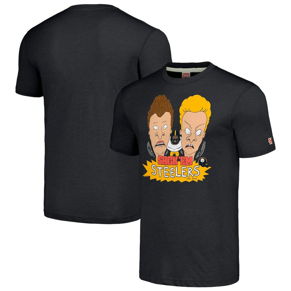 Pittsburgh Steelers NFL x Homage x Beavis and Butt-Head Unisex Tri-Blend T-Shirt – Charcoal - NFL