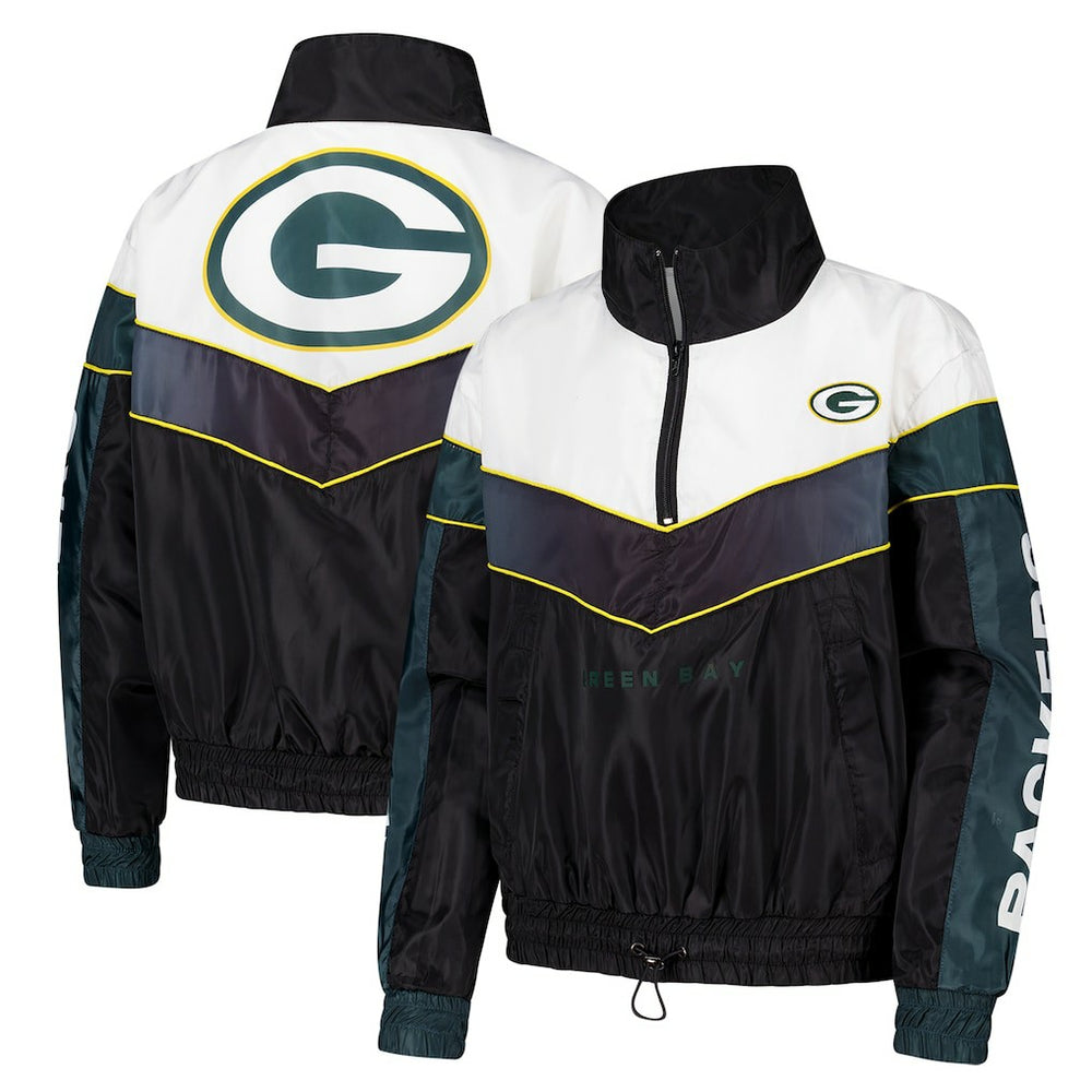 Green Bay Packers The Wild Collective Women's 1/4 Zip Track Jacket - Green - NFL