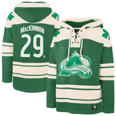 Nathan MacKinnon Colorado Avalanche '47 St. Patrick's Day Player Name & Number Lacer Pullover Hoodie - Kelly Green | 47 brand sale