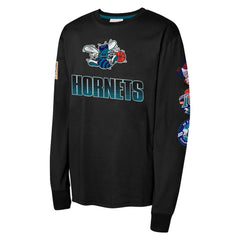 Mitchell & Ness Charlotte Hornets Youth Hardwood Classic All Over Long Sleeve T-Shirt Black