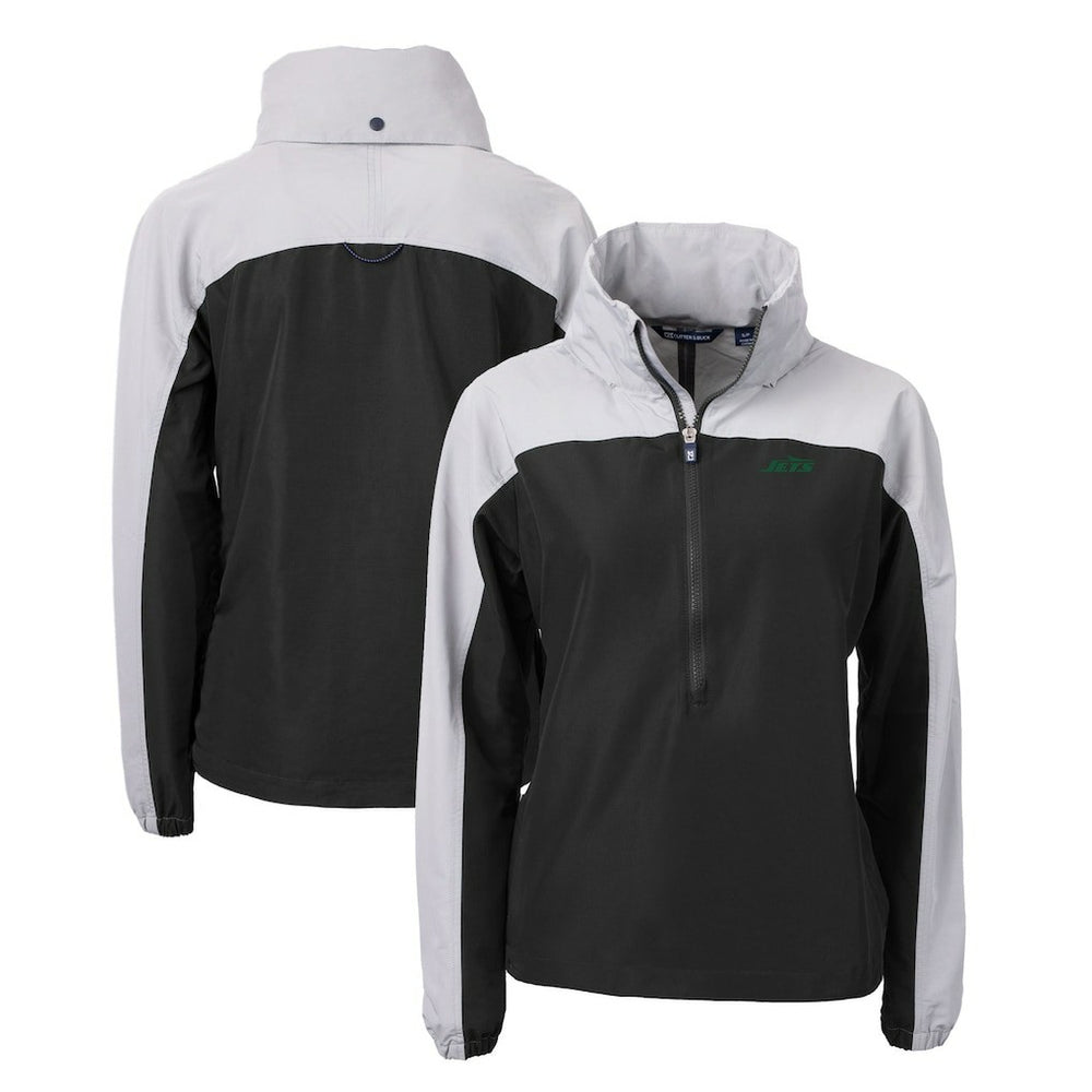 New York Jets Cutter & Buck Women's Primary Logo Charter Eco Recycled Half-Zip Hoodie Anorak Jacket - Black - NFL