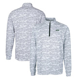 New York Jets Cutter & Buck Primary Logo Traverse Stretch Camo Print Eco Quarter-Zip Top - Gray - NFL