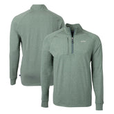 New York Jets Cutter & Buck Primary Logo Adapt Eco Knit Quarter-Zip Top - Heather Green - NFL