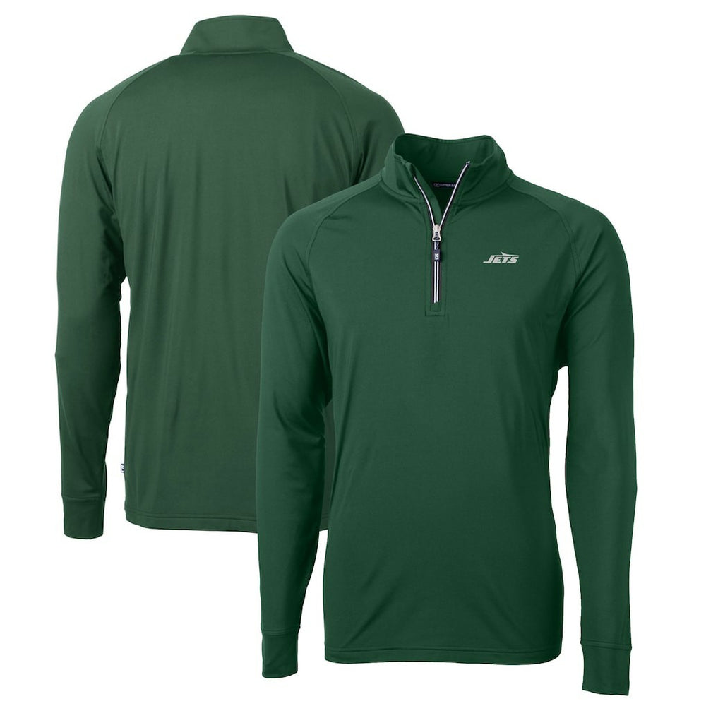New York Jets Cutter & Buck Primary Logo Adapt Eco Knit Stretch Recycled Quarter-Zip Top - Hunter Green - NFL