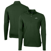 New York Jets Cutter & Buck Primary Logo Virtue Eco Pique Recycled Quarter-Zip Pullover Top - Hunter Green - NFL