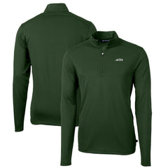 New York Jets Cutter & Buck Primary Logo Virtue Eco Pique Recycled Quarter-Zip Pullover Top - Hunter Green - NFL