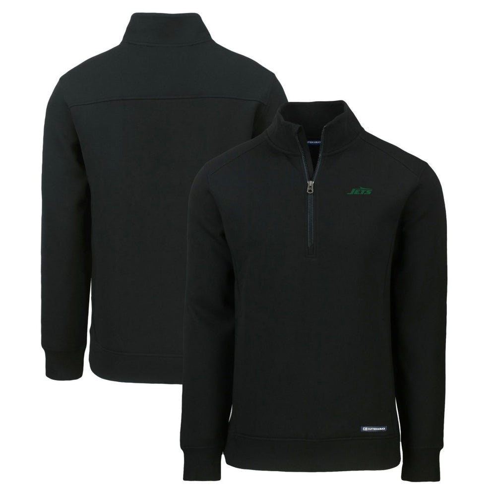 New York Jets Cutter & Buck Primary Logo Roam Eco Recycled Quarter-Zip Pullover Top - Black - NFL