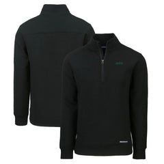 New York Jets Cutter & Buck Primary Logo Roam Eco Recycled Quarter-Zip Pullover Top - Black - NFL
