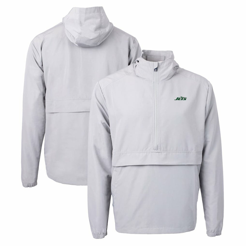 New York Jets Cutter & Buck Primary Logo Charter Eco Recycled Half-Zip Anorak Jacket - Gray - NFL