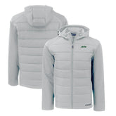 New York Jets Cutter & Buck Primary Logo Evoke Hybrid Eco Softshell Recycled Full-Zip Hooded Jacket - Gray - NFL