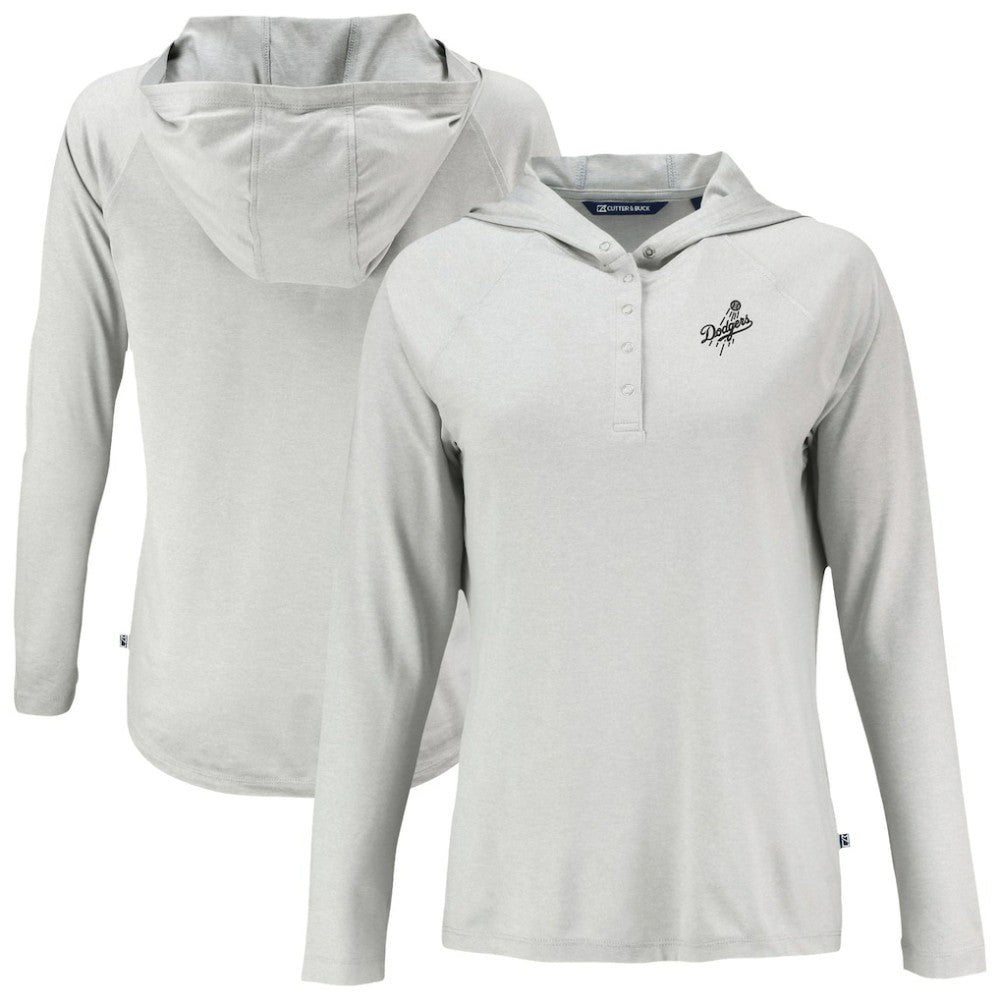 Los Angeles Dodgers Cutter & Buck Women's Coastline Epic Comfort Eco Recycled Raglan Long Sleeve Hoodie T-Shirt Sale