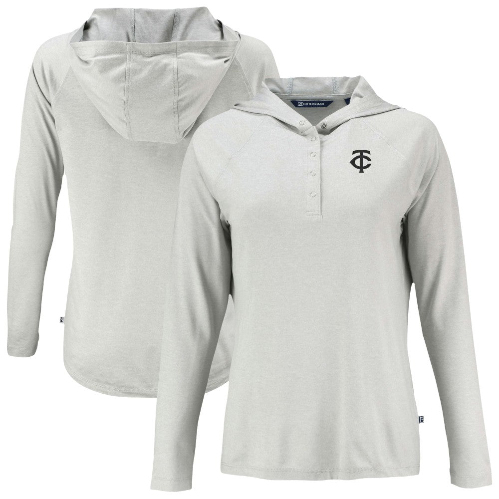 Minnesota Twins Cutter & Buck Women's Coastline Epic Comfort Eco Recycled Raglan Long Sleeve Hoodie T-Shirt Outlet